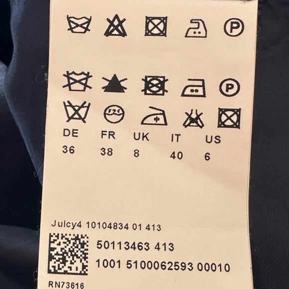 HUGO BOSS Juicy Wool Blazer Navy Blue One Button Tailored Career Wear Size 6 - Picture 14 of 16